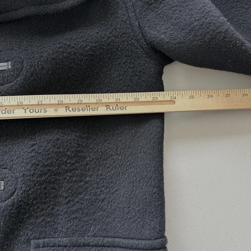 Vintage Burberry London Duffle Coat UK 10 Black Wool Hooded Toggle Nova Check 99 - Picture 16 of 16